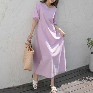 [나크21] (55~77) 우아한 퍼프 롱 면원피스 NK12-O-8 /빅사이즈