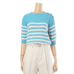 [페이지플린]단추 포인트 단가라 반팔 니트 (F4AKN023)