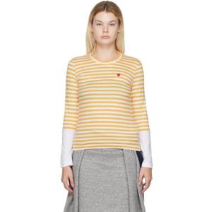 26 SS 꼼데가르송 여성 옐로우 패널 티셔츠 222246F110054