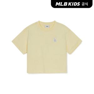 [MLB키즈 공식] 25SS 베이직 여아 스몰로고 크롭 티셔츠 LA (L.Yellow) 7FTSB0553-