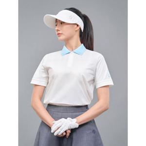 빈폴골프 여성 우븐배색 블루종핏 반팔 티셔츠 - 아이보리 BJ5342A140