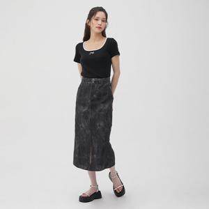 [랩]H라인 피그먼트 트임 롱 스커트(AQ2WS420)