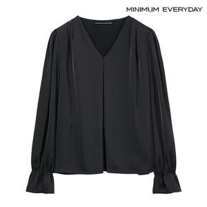 [미니멈][미니멈 에브리데이]핀턱 셔링 브이넥 블라우스 (EB2BA002D)
