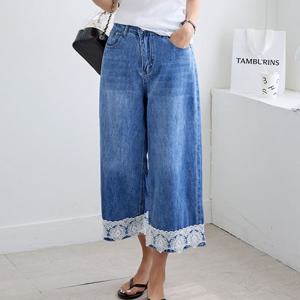 [나크21] 레이스 와이드 8부 데님 팬츠 NK51-PS-57