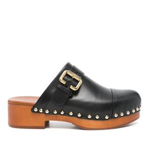 끌로에 블랙 슬립온 미드 블록 힐 버클 샌들 CH25A12ZLT 001