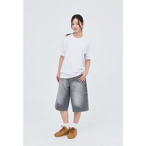 여성) 라이트 그레이 리오셀 난스판 더블니 솔트 틴 캣워싱 와이드 7부 AP2DL7479-LG