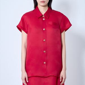 26 SS 케이트 Keefe 키프 오간자 실크 플루이드 숏슬리브 셔츠 레드 23833002 W3002 625