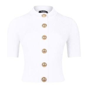 발망 화이트 버튼 장식 반팔 가디건 FF1KL230 KI500FA