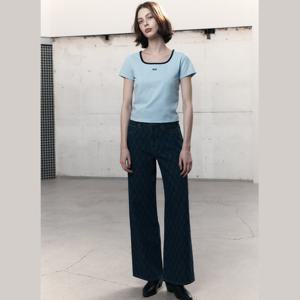 [게스(진)]여성 데님 원워시 다이아 패턴 와이드 OP2D5055