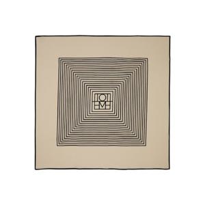 26 SS 토템 여성 베이지   블랙 센터 모노그램 실크 스카프 252771F029002