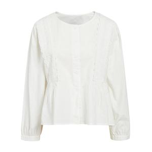 [제이제이 지고트]레이스디테일 라운드넥 풀레어 블라우스GR3N0BL321