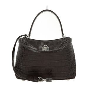 발렌시아가 크로코 엠보스드 가죽 탑 핸들 백 8437122 AB462210