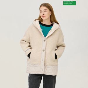 베네통 패딩 패치 후드 니트 가디건 BAKC57461