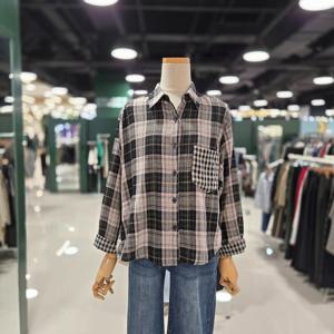 [멜로디가든]이중체크 블라우스 (M25F9B117 블랙)