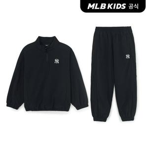 [MLB키즈 공식] 25FW 아웃도어 베이직 컬러블럭 우븐 맨투맨세트 NY (Black)7AS2B0256-50BKS