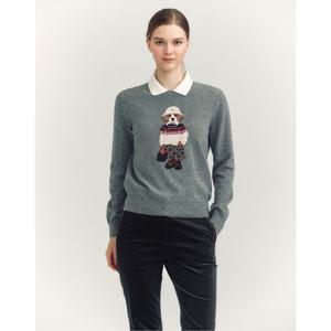 헤지스 여성 24FW 클리어런스스테디셀러울100% 그레이 해리 인타샤 라운드넥 스웨터 WSSW4D806G2