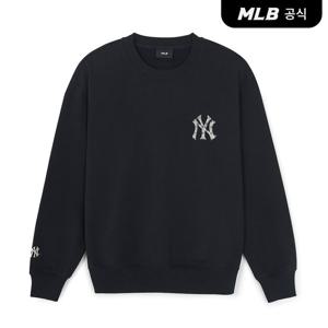 [MLB공식] 26SS 공용 빈티지 데님라이크 모노그램 빅럭스 맨투맨 NY (Black) 3AMTM0961-50BKS
