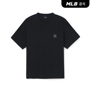 [MLB공식] 26SS 공용 다이아 모노그램 톤톤 자카드 오버핏 반팔 티셔츠 NY (Black) 3ATSM0263-50BKS