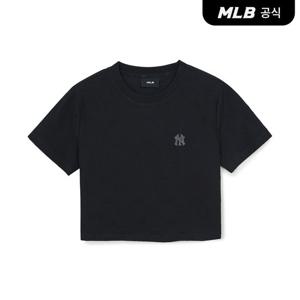 [MLB공식] 26SS 여성 다이아 모노그램 톤톤 자카드 크롭 반팔 티셔츠 NY (Black) 3FTSM0963-50BKS