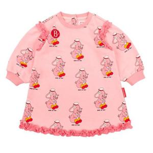 [베베드피노]올 오버 핑크 엘리펀트 베이비 러플 드레스 BP51OD262PK