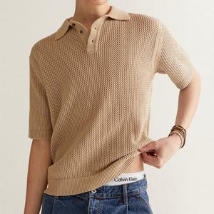 [후아유]반팔 카라 스카시 오버핏 스웨터 (WHKAD2571M-T)