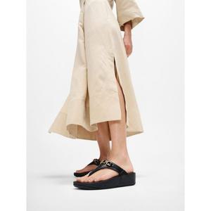 [핏플랍][삼성물산공식] 여성 루루 스퀘어 체인 레더 토 포스트 샌들 블랙 (FT61K2T055)