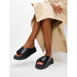 [핏플랍][삼성물산공식] 여성 GENFF 폴드 레더 슬라이드 올 블랙 (FT64K2D075)