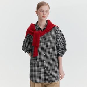 [마리끌레르] [정가89,000원] 베이직 로고 오버핏 미니 체크 셔츠(MAGASH03MBK)