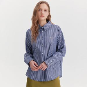 [마리끌레르] [정가89,000원] 베이직 로고 세미 오버핏 스트라이프 셔츠(MAGASH01MNY)