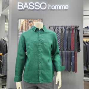 [바쏘옴므]심플 포인트배색 린넨셔츠WSZ1TT48B