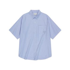 M 와키윌리반팔티 CQK WA2402SS01BL 하트 와펜 옥스포드 반팔 셔츠 블루