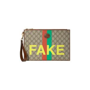 구찌 인터로킹 GG 패치 페이크 낫 파우치 브라운 636171-2GCAG-8280