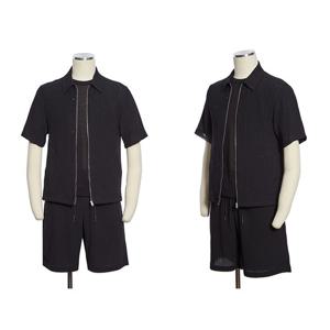 [레노마캐주얼]S/S 블랙 쿨링 카라넥 폴리츠 반팔 남방형 점퍼 RRJMBU55ANW