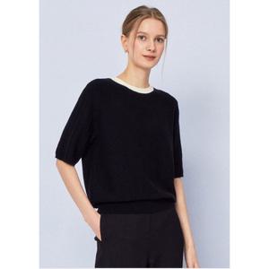 [더아이잗]더아이잗 하프 슬리브 배색 풀오버 니트 IP3M1PO721