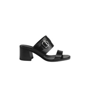 에르메스 큐트 60 샌들 카프스킨   팔라듐 하드웨어 누아 H251210Z02