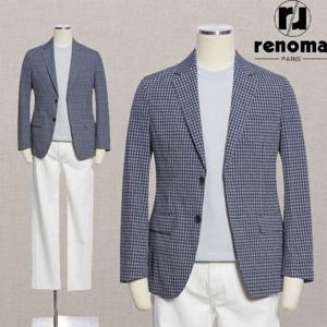 [레노마캐주얼][얼리버드]SS 봄여름 네이비 하운드 체크 홑겹 캐주얼 재킷 RQMJBJ60AJD