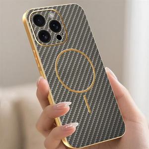 아이폰15 플러스 프로 맥스 맥세이프 고급 카본패턴 도금 케이스