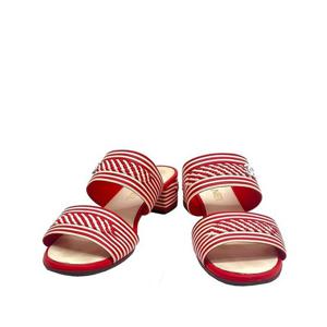 (명품) 샤넬 G35655 스트라이프 샌들 레드 37