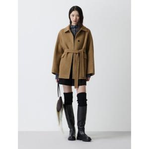 [쥬크]알파카 블랜디드 벨티드 하이넥 코트 Z254MSG533