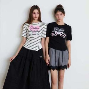 [에고이스트] (ES2OTH01) 밑단 언발 프린팅 반팔 티셔츠