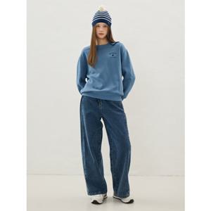 올리브데올리브 (OJ5WLA49) 옆 턱포인트 기모 와이드 데님팬츠