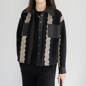 엄마옷 마담4060 [클래씨마담]뜨개믹스포켓셔츠자켓 중년여성 데일리 -ZJK2602023-