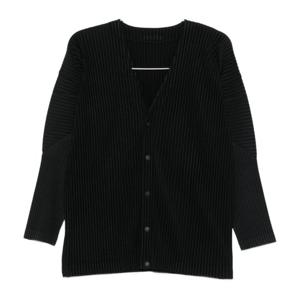 이세이미야케 옴므플리세 블랙 플리츠 브이넥 가디건 HP59JL541