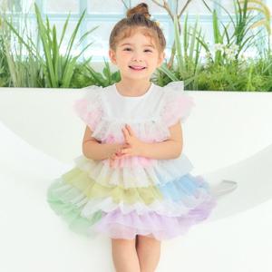 [프렌치캣(백)]무지개 캉캉 샤 원피스 Q52DBO110