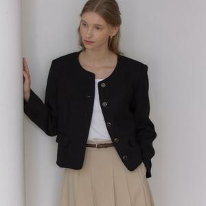 [아워호프] 플로우 라인 트위드 자켓 - Black [HK26SP-OT07-BLA]