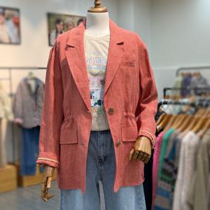 [써스데이아일랜드]린넨 오버핏 체크 자켓 t252mjk144_DG