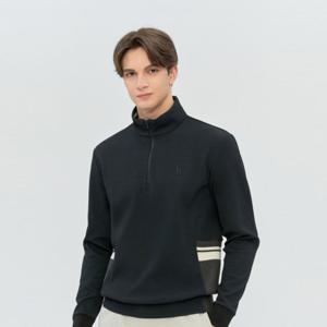 헤지스골프  남성 쿼터집 니트 하이브리드 티셔츠(HUTS6A212BK)