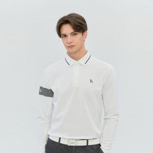 헤지스골프  남성 소매 로고 포인트 긴팔 카라 티셔츠(HUTS6A901OW)