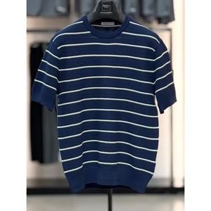 [바쏘옴므]단가라 면 혼방 와플 라운드 반팔 니트 WSZ2WR28A NY_