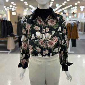 [숲]로쉬에 배색카라플라워프린트시스루블라우스 OC4LST3